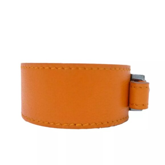 Auth HERMES Artemis Touareg Bracelet Bangle E in Square Orange Leather - Picture 2 of 12